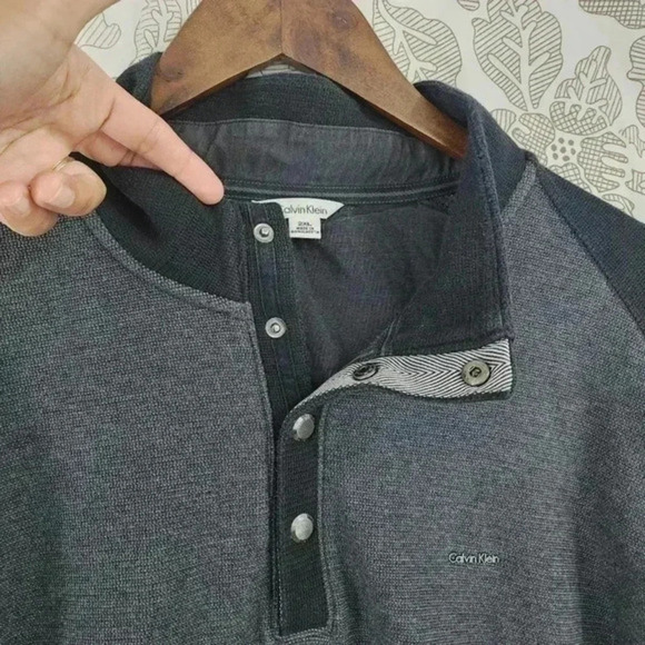 Calvin Klein Mock Neck button up‎ pullover Sweatshirt Men's 2XL 2341 - Picture 3 of 8